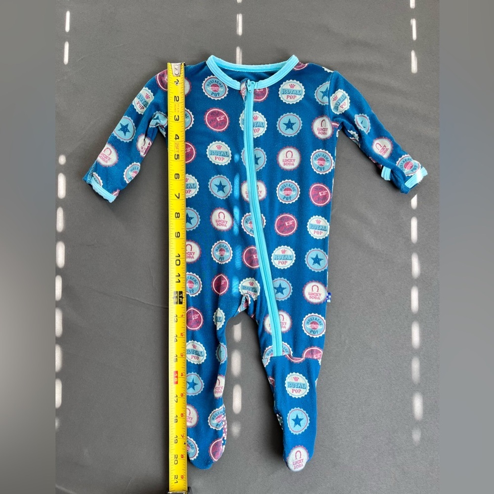 Kickee Pants Soda Pop Caps Footie Sz 0-3 Months - Picture 9 of 10